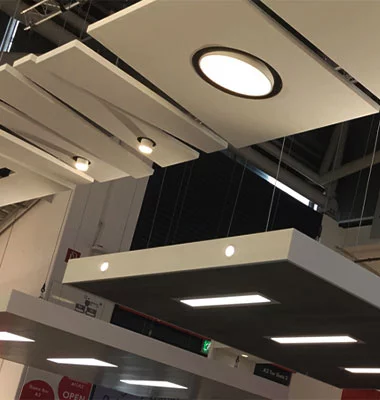 akustik tavan paneli aydınlatma